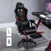 Gaming Chair with LED Lights and Speakers, Music Video Chair for Adults with Massage and Footrest, Ergonomic Chair with Headrest and Lumbar Support, Maximum Load 150KG. (All Black) view 2