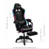 Gaming Chair with LED Lights and Speakers, Music Video Chair for Adults with Massage and Footrest, Ergonomic Chair with Headrest and Lumbar Support, Maximum Load 150KG. (All Black) view 3