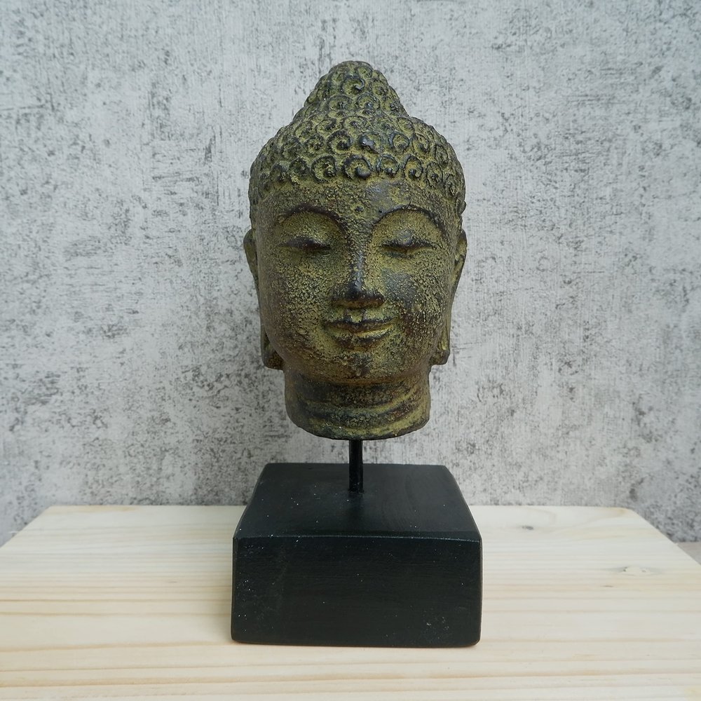 Buddha Head Statue on Stand, Stone Handcarved Sculpture, Book End Home Decor, Housewelcoming Party Gift Idea, Balinese Handmade Craft
