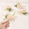 ANNKIN Champagne Corsage and Boutonniere Set, Rose Boutonniere for Men Wedding, Prom Artificial Flower Wrist Corsage Bracelets, Homecoming Corsage Wristlet, Flowers Accessories Prom Suit Decorations view 3