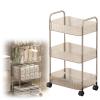 3-Tier Acrylic Bar Cart, Storage Rolling Cart with Wheels, Multi-Layer Storage, 40x29x70cm, Stainless Steel Handle, Crevice Storage, Can Place Toiletries, Cosmetics, Beverages view 1