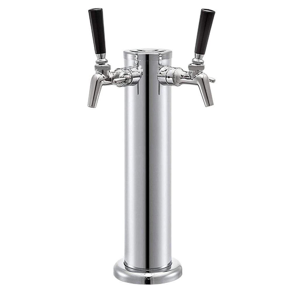RGWYGCG Stainless Steel Beer Tower,Kegerator Tower,Beer Tower,Single Tap Draft Beer Kegerator Tower,Stainless Steel Double Faucet Draft Beer Tower for Home Brewing,Double Faucet Not Assembled