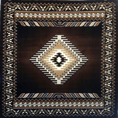 YHSF South Western Area Rug for Living Room, Bedroom, Kitchen & More - Easy to Clean, Soft & Durable Native American Tribal Rug - Stain-Proof, Non-Slip Runner for Home Decor - Chocolate Brown, 5' x 7'