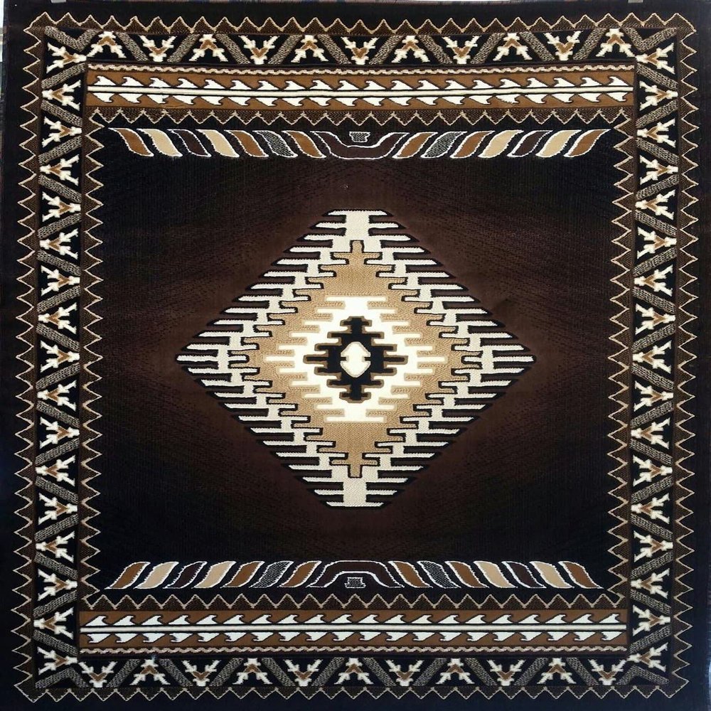 YHSF South Western Area Rug for Living Room, Bedroom, Kitchen & More - Easy to Clean, Soft & Durable Native American Tribal Rug - Stain-Proof, Non-Slip Runner for Home Decor - Chocolate Brown, 5' x 7'