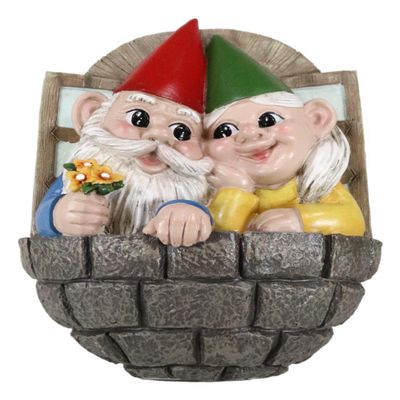 Ebros Gift Whimsical Mr and Mrs Dwarf Gnome Couple by Window Ledge Balcony Wall Decor Plaque 'Gnome' Place Like Home Figurine Fantasy Gnomes Fairy Garden Home Decor