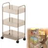 ROFBIHG Modern Simple Transparent Acrylic Bedside Table,3-Tier Bedroom Side Table, 40x29x70cm, Universal Pulley, Daily Storage, Easy to Install, Clean Bathroom Kitchen Laundry Tight Places view 1