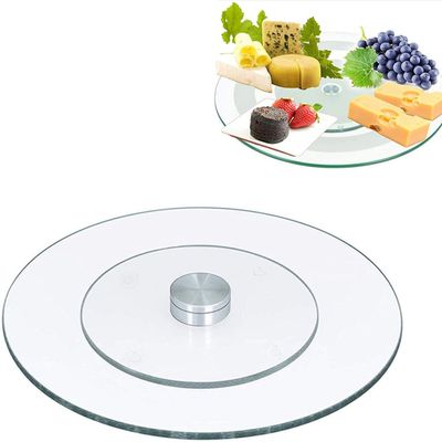 Glass lazy susan Rotating Serving Plate,Round turntable tray, dessert cake stand,Transparent (Size : 90cm/35in)