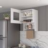 Tuhome Balboa Wall Cabinet with Single Glass Door, Interior Storage Shelf, Open Lower Shelf and Integrated Towel Bar, Space-Saving Mounted Organizer for Kitchen Essentials and Everyday Use view 4