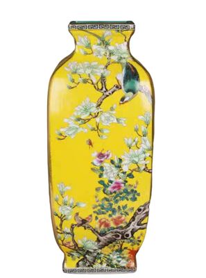 AMITVA Ceramic Colorful Vases Ginger Jar for Home Decor, Temple Jar Enamel Imitated Antique Vase Traditional Chinese Porcelain Dried Flower Vases Decoration-B:high 32.5 CM