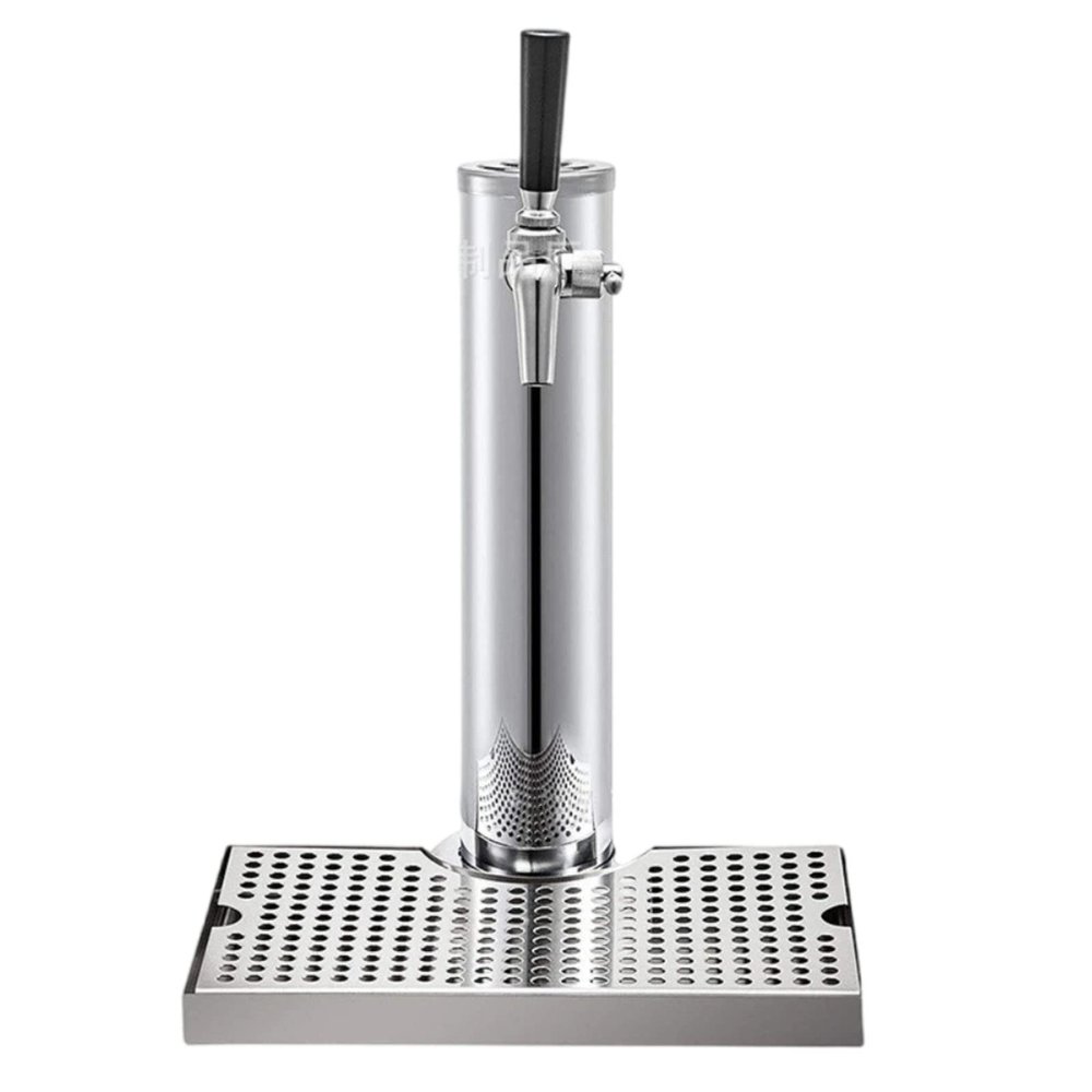 RGWYGCG Stainless Steel Beer Tower,Kegerator Tower,Beer Tower,Single Tap Draft Beer Kegerator Tower,Stainless Steel Double Faucet Draft Beer Tower for Home Brewing,Single Faucet Set+Drip Tray