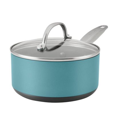 Anolon Achieve Hard Anodized Nonstick Sauce Pan with Lid, 2 Quart, Teal