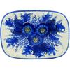 Polmedia Polish Pottery Platter 11-inch UNIKAT - Blue Poppy Dream Pattern Handmade in Boleslawiec Poland by Ceramika Bona + Certificate of Authenticity view 2