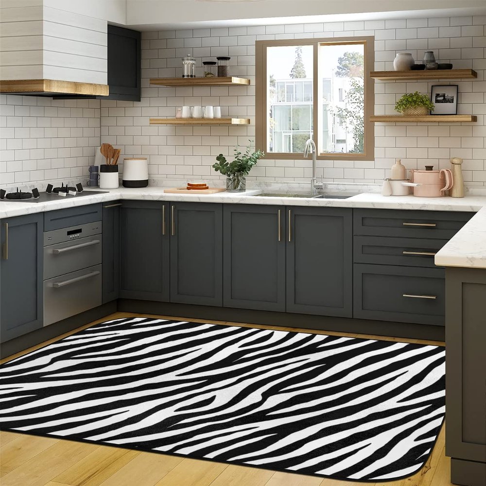 OKCELL 5 x 7 Black Zebra Stripes Super Soft Area Rug for Kids Baby Nursery, Carpets for Entryway Laundry Living Room, Fuzzy Rugs for Nursery