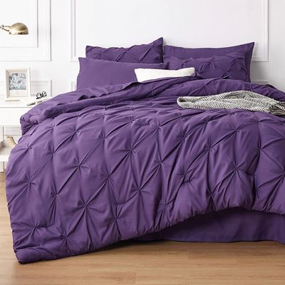 Dainty Homes > Cal-King Comforter (98''X110'') 100% Egyptian Cotton 500 TC, 400 GSM Light Soft Filling Down Alternative 3 Pieces Duvet Insert for All Season Solid Purple