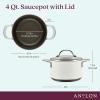 Anolon Achieve Hard Anodized Nonstick Saucepot with Lid, 4 Quart, Cream view 2