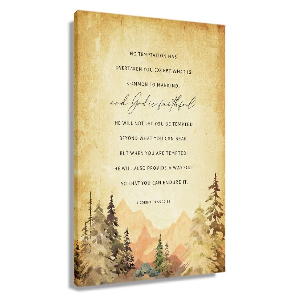 1 Corinthians 10 13 Scripture Wall Art Prayer Poster Bible Verses Wall Decor God is Faithful Christian Artwork Poster Prints Decoration for Bathroom (12x18inch(30x45cm),Unframed)