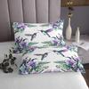 Erosebridal Hummingbird Quilted Purple Flowers Coverlet Set for Boys Girls,Lavender Garden Floral Bird Bedspread Tropical Palm Leaves Quilt Set King,Botanical Jungle Plant Room Decor view 4