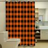 EZON-CH Shower Curtains for Bathroom, Rustic Orange and Black Buffalo Plaid Shower Curtain Set Polyester Waterproof Fabric Bath Curtain with Hooks for Home Hotel Apartment Farmhouse 66x72 inch view 4