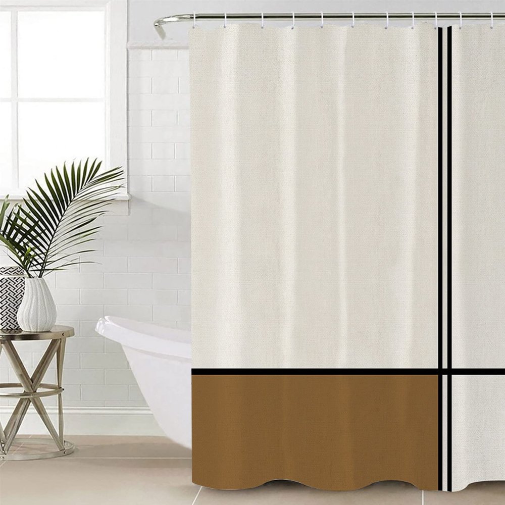 EZON-CH Shower Curtains for Bathroom, Abstract Gemoetric Art Brown Color Block Shower Curtain Set Polyester Waterproof Fabric Bath Curtain with Hooks for Home Hotel Apartment Farmhouse 36x78 inch
