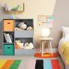 GLOBALWAY 5-Cube Kids Toy Storage Cabinet, Freestanding Children Bookcase w/ 2 Foldable Storage Bins, Open Multi-Purpose Storage Display Organizer for Kids Room, Play Room, Hallway, Nursery view 2