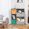 GLOBALWAY 5-Cube Kids Toy Storage Cabinet, Freestanding Children Bookcase w/ 2 Foldable Storage Bins, Open Multi-Purpose Storage Display Organizer for Kids Room, Play Room, Hallway, Nursery view 4