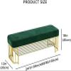 WEEAZ Luxurious Shoe Rack Bench Entryway Bench,Modern Shoe Storage Bench with Golden Shoe Rack,Comfy Velvet Upholstered,Light Blue,60X30X45Cm(24X12X18Inch) view 2