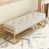 WEEAZ Padded Shoe Bench Entryway with Storage,Velvet Upholstered Shoe Storage Bench,-Tier Shoe Rack Shoe Organizer,Beige,100X38X42Cm(39X15X17Inch) view 1