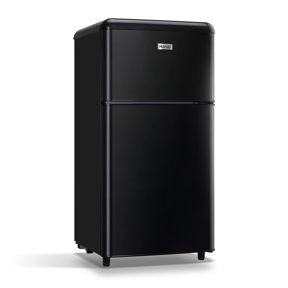 Compact Refrigerator 3.5 Cu.Ft WANAI Classic Retro Refrigerator 2 Door Mini Refrigerator Adjustable Remove Glass Shelves Refrigerator Suitable for Dorm Garage and Office