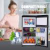 Compact Refrigerator 3.5 Cu.Ft WANAI Classic Retro Refrigerator 2 Door Mini Refrigerator Adjustable Remove Glass Shelves Refrigerator Suitable for Dorm Garage and Office view 3