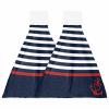 BOBOWUNY 2 Pcs Hanging Kitchen Hand Towels, Navy Super Soft Microfiber Tie Towels 14''x18'' Aborbent Washcloth for Bathroom Oven Tea Bar Summer Beach Blue Stripes Nautical Anchor view 1