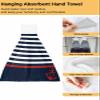 BOBOWUNY 2 Pcs Hanging Kitchen Hand Towels, Navy Super Soft Microfiber Tie Towels 14''x18'' Aborbent Washcloth for Bathroom Oven Tea Bar Summer Beach Blue Stripes Nautical Anchor view 2