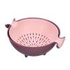 NSADE Double Layer Two-Color Rotating Drain Basket Plastic Round Fruit Basket Washing Basket Kitchen Supplies() view 1