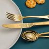 (20 Pieces) Stainless Steel Silverware Kitchen Cutlery Set Utensils Tableware Flatware Sets for 5, Steak Knife Fork Spoons Teaspoons,Creative retro palace style (Gold) view 3