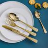 (20 Pieces) Stainless Steel Silverware Kitchen Cutlery Set Utensils Tableware Flatware Sets for 5, Steak Knife Fork Spoons Teaspoons,Creative retro palace style (Gold) view 4