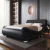 Allewie Full Size Upholstered Platform Bed Frame with Adjustable & Ergonomic Headboard, Low Profile Sleigh Design for Modern Bedroom - Easy Assembly, No Box Spring Needed, Black view 1