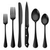 (24 Pieces) Stainless Steel Silverware Kitchen Cutlery Set Utensils Tableware Flatware Sets for 6, Steak Knife Fork Spoons Teaspoons,Western Food Dessert Banquet Hotel Restaurant (Black) view 1