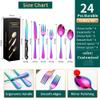 (24 Pieces) Stainless Steel Silverware Kitchen Cutlery Set Utensils Tableware Flatware Sets for 6, Steak Knife Fork Spoons Teaspoons,Western Food Dessert Banquet Hotel Restaurant (Black) view 2