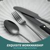 (24 Pieces) Stainless Steel Silverware Kitchen Cutlery Set Utensils Tableware Flatware Sets for 6, Steak Knife Fork Spoons Teaspoons,Western Food Dessert Banquet Hotel Restaurant (Black) view 3