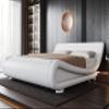 Allewie Queen Size Upholstered Platform Bed Frame with Ergonomic & Adjustable Headboard, Modern Low Profile Sleigh Design - Easy Assembly, No Box Spring Needed, White view 1