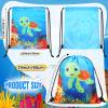 Sanwuta 18 Pcs Under the Sea Party Favor Bags Goodie Ocean Gift Drawstring Bags Beach Sea Animal Candy Treat Drawstring Backpack for Summer Birthday Party Decor Baby Shower Supplies (Classic Style) view 3