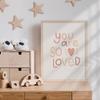 Canssape Set of 4 Boho Rainbow Nursery Girls Room Wall Decor | 12"x16" You are So Loved Toddler Girl Room Decor | Kids Rainbow Wall Decor for Girls Bedroom Heart Wall Art Prints (Unframed)(Love) view 4