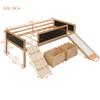 Twin Size Loft Bed, Low Loft Bed with 2 Movable Storage Shelves, Twin Loft Bed Frame with Chalkboard and Ladder, Multifunctional Loft Bed for Kids Boys Girls Teens, No Box Spring Needed (Natural) view 2