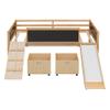 Twin Size Loft Bed, Low Loft Bed with 2 Movable Storage Shelves, Twin Loft Bed Frame with Chalkboard and Ladder, Multifunctional Loft Bed for Kids Boys Girls Teens, No Box Spring Needed (Natural) view 4