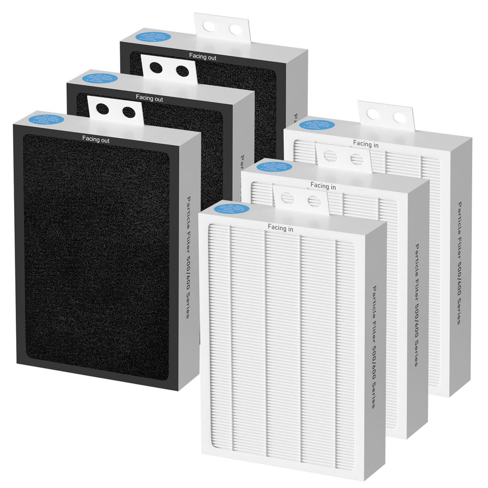 Ganteny 6-Pack 500/600 Series HEPA Filter Replacement Compatible with Blueair 500/600 Series Air Cleaner Purifiers 501 503 505 510 550E 555EB 601 603 605 650E Particle Filter