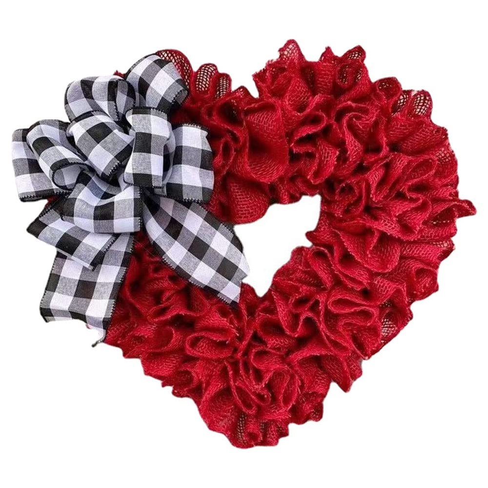 Gatuida Heart-Shaped Hanging Wreath Elegant Valentine Day Decor Lightweight Polyester Garland for Doors and Walls Chic Ornament for Weddings and Celebrations
