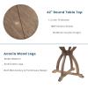 5-Piece Farmhouse Dining Table Set for 4, Round Dining Room Table Set with Trestle Legs Wood Kitchen Table Set with 4 Upholstered Dining Chairs for Small Place, Apartment, Brown view 4