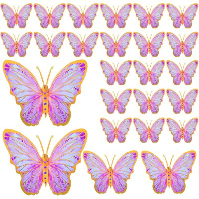 Outus 48 Pcs 3D Large Butterfly Party Decoration 12 Inch 8 Inch 4 in Big Butterfly Centerpieces for Tables Wall Stickers for Birthday Baby Shower Wedding Bedroom Hanging Decoration(Pink)