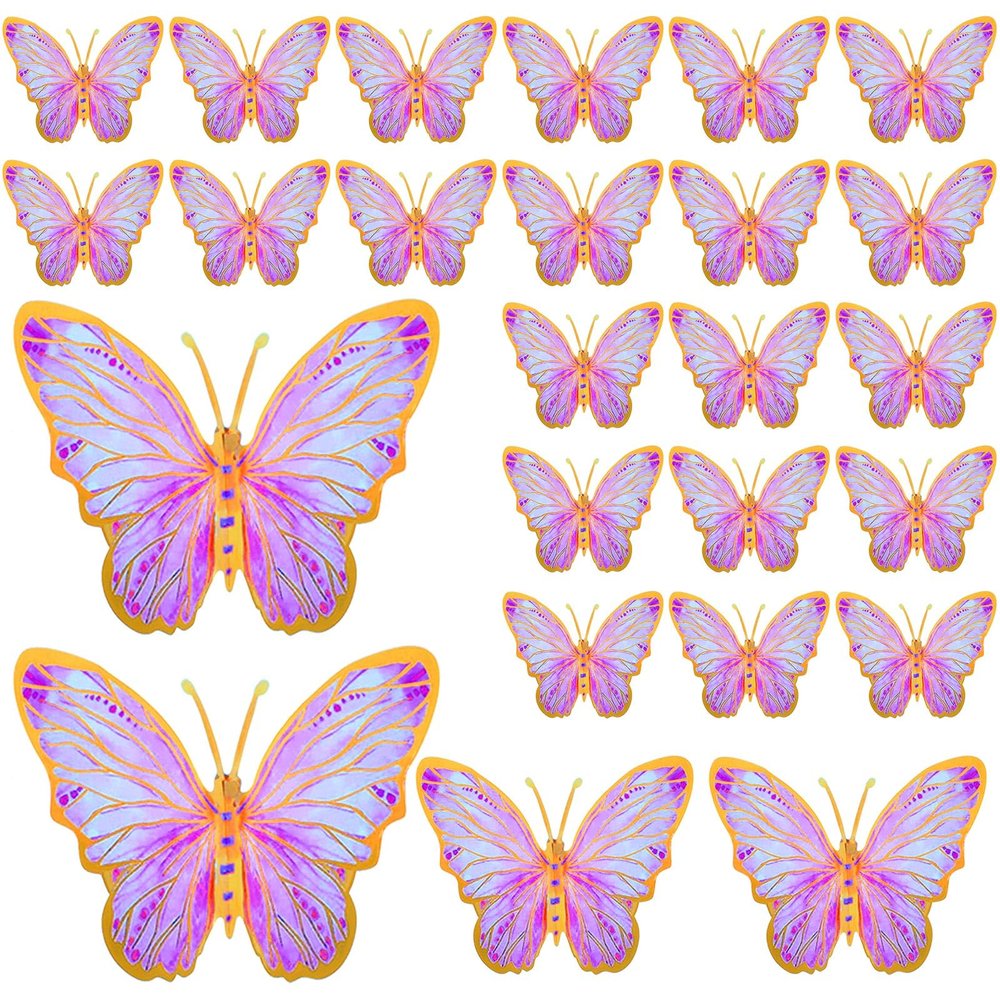 Outus 48 Pcs 3D Large Butterfly Party Decoration 12 Inch 8 Inch 4 in Big Butterfly Centerpieces for Tables Wall Stickers for Birthday Baby Shower Wedding Bedroom Hanging Decoration(Pink)
