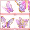 Outus 48 Pcs 3D Large Butterfly Party Decoration 12 Inch 8 Inch 4 in Big Butterfly Centerpieces for Tables Wall Stickers for Birthday Baby Shower Wedding Bedroom Hanging Decoration(Pink) view 3