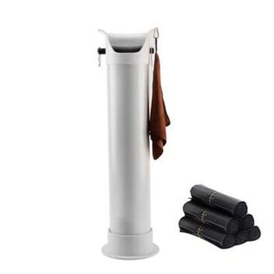 Floor Standing Coffee Grounds Bin, Commercial Espresso Knock Box With 100 Bundle Garbage Bag And Rag Removable Non-Slip Base Coffee Grind Collection Dump Bin ( Color : White , Size : 22x22x87.5cm )